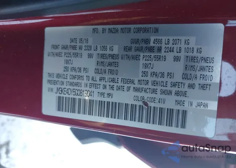 2016 Mazda Cx-5 Grand Touring from USA, damaged, VIN JM3KE4DY5G0819041